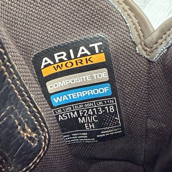 Ariat Workhog Work Boots Mens 12 B Square Toe Waterproof Composite Toe Safety A main image 12